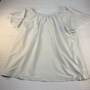 Stars White Off-Shoulder Polka Dot Blouse